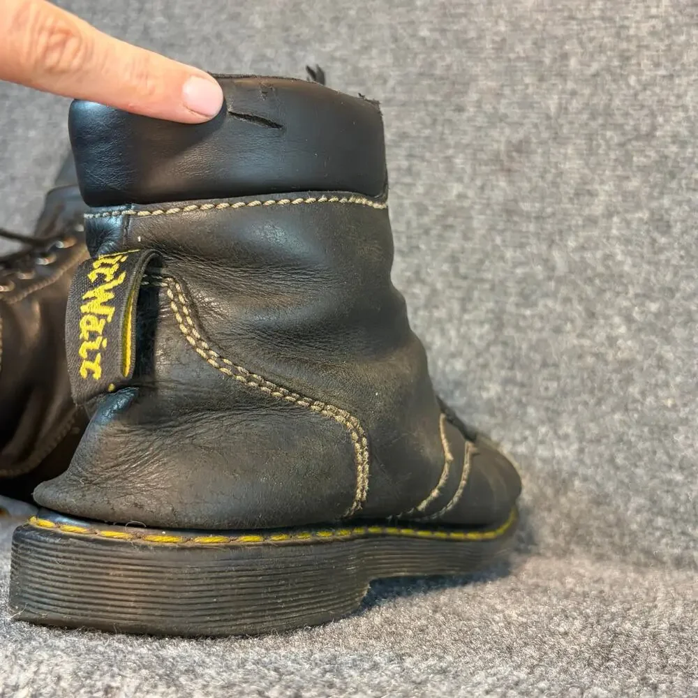 Dr. Martens Ranch Soft Cap Toe Black Leather Combat Ankle Boots Mens 11